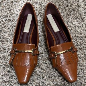Franco Sarto Brown Loafers with Gold Detail